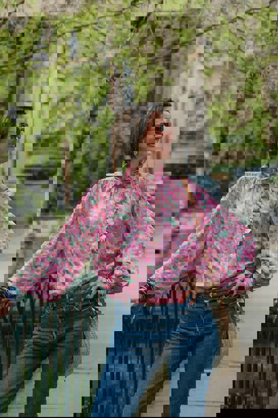 VISCOSE SATIN DIGITAL ABSTRACT PINK #7