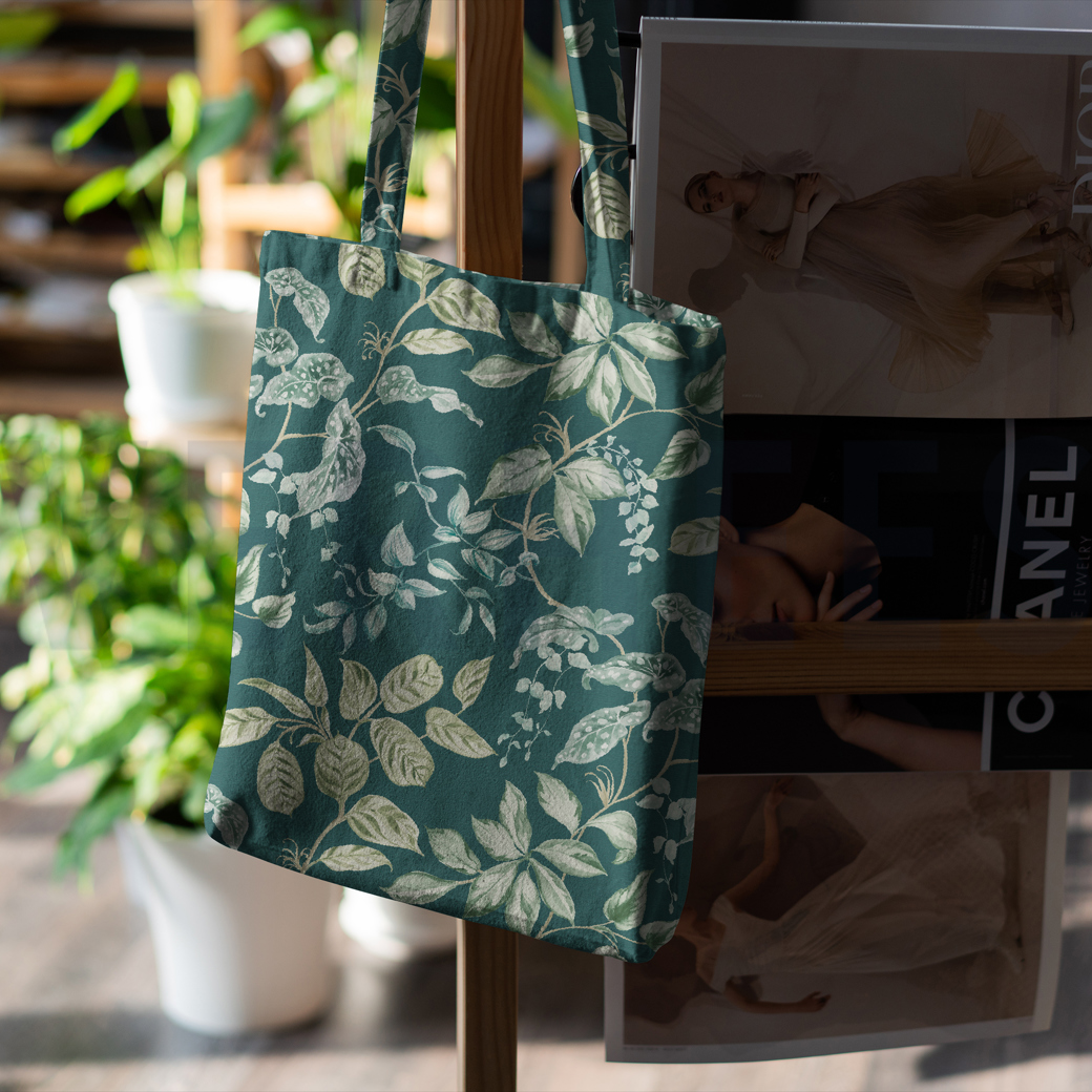 CANVAS DIGITAL LEAVES DARK GREEN #6