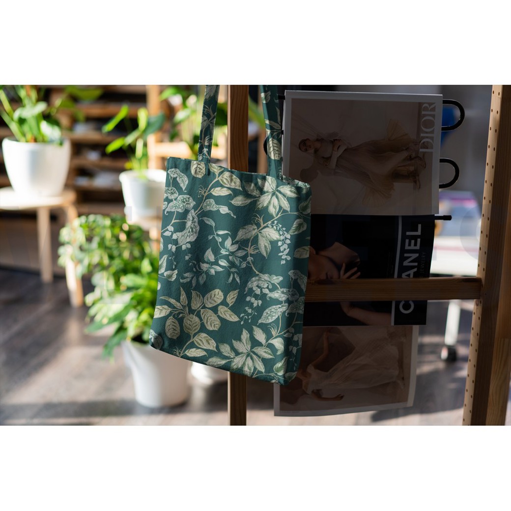 CANVAS DIGITAL LEAVES DARK GREEN #6