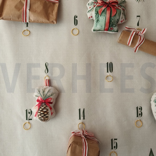 CANVAS ADVENT CALENDAR PANEL LINEN LOOK #7