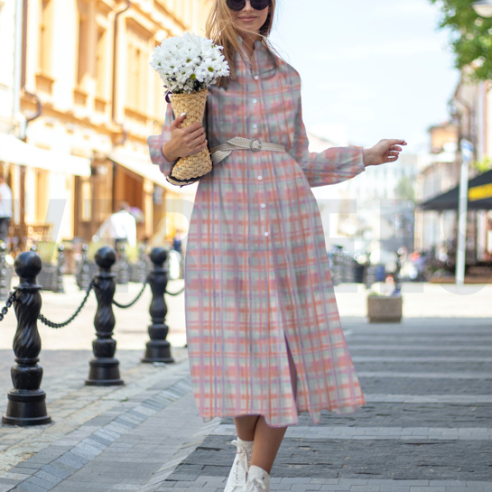 VISCOSE RADIANCE DIGITAL CHECKS PEACH #7