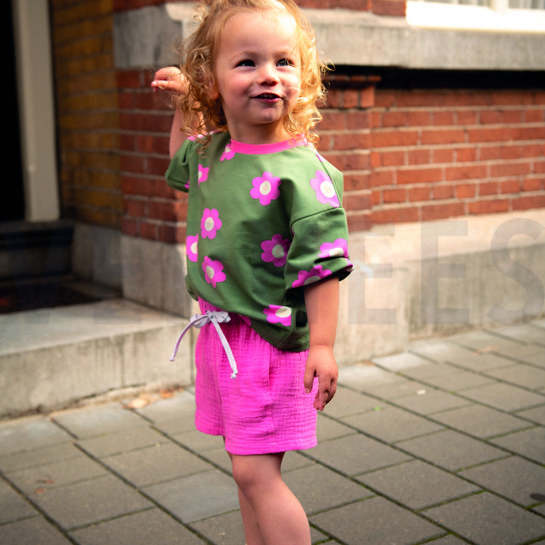 FRENCH TERRY GROTE BLOEMEN BRONS #7