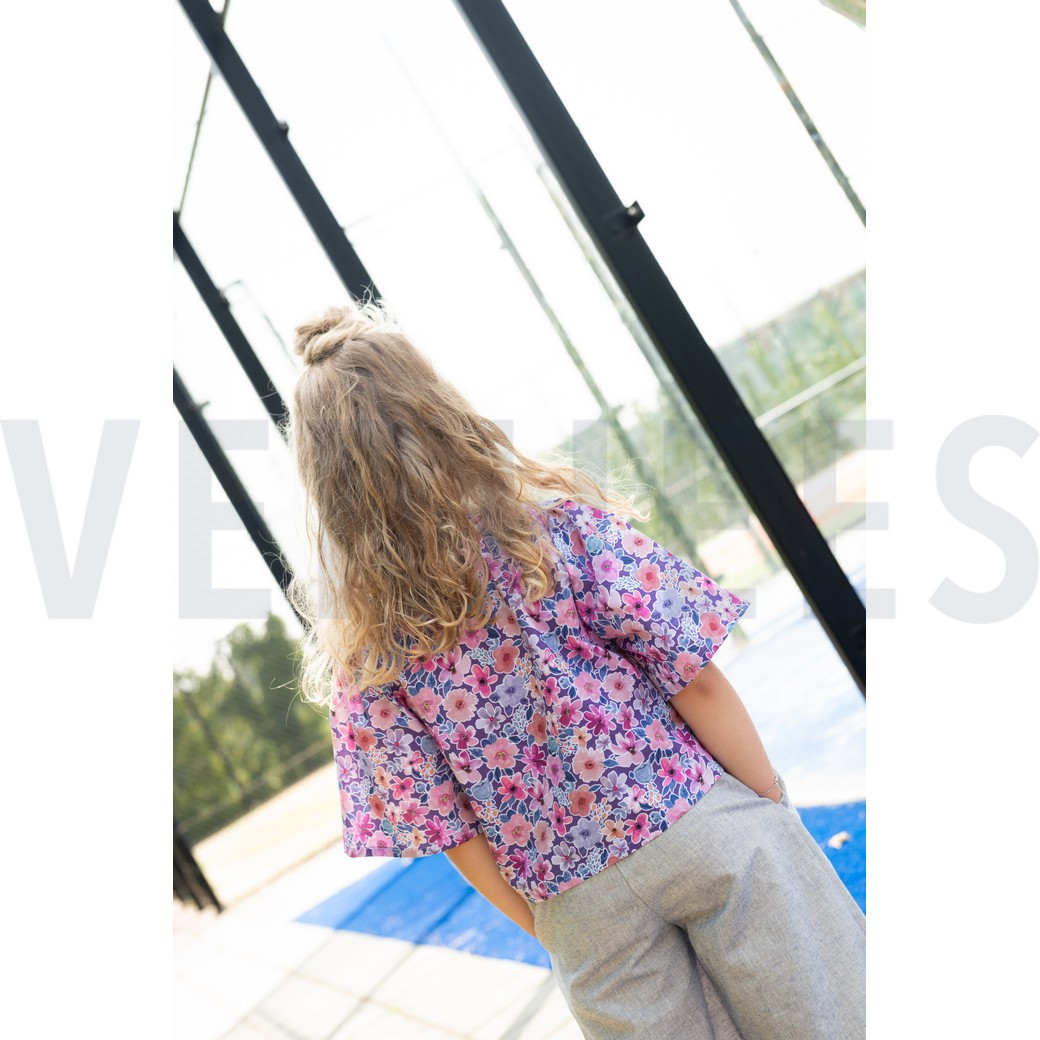 FINE POPLIN DIGITAL FLOWERS PURPLE #6