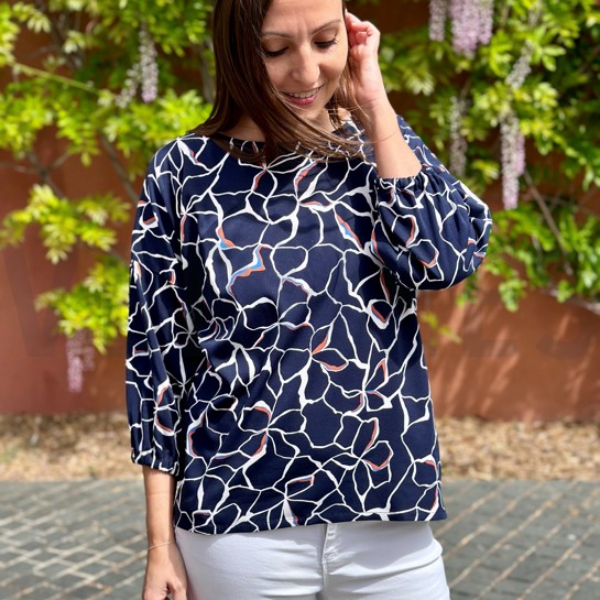 VISKOSE ROSELLA STRETCH BLUMEN SCHWARZ #7