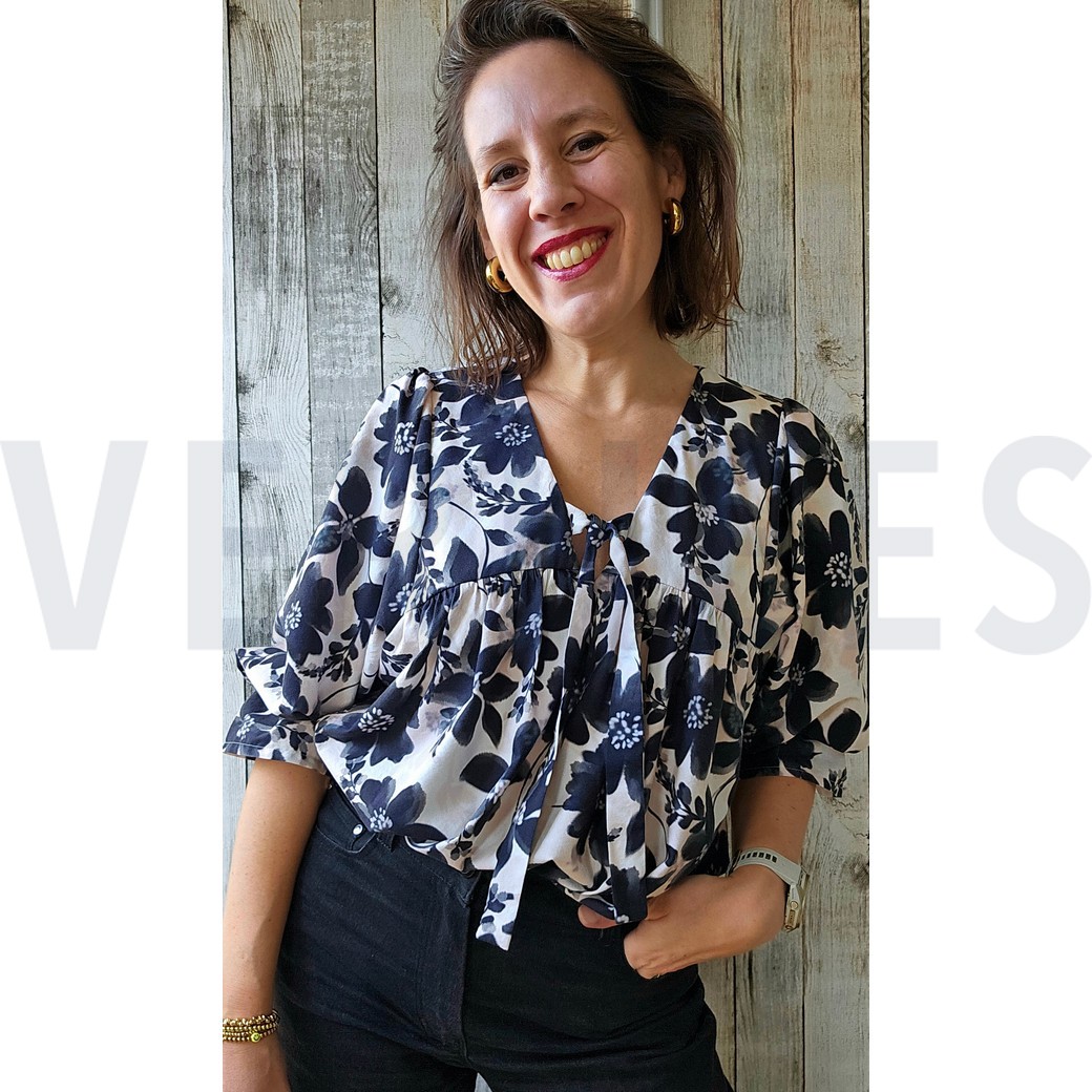 COTTON VISCOSE DIGITAL FLOWERS BLACK #6