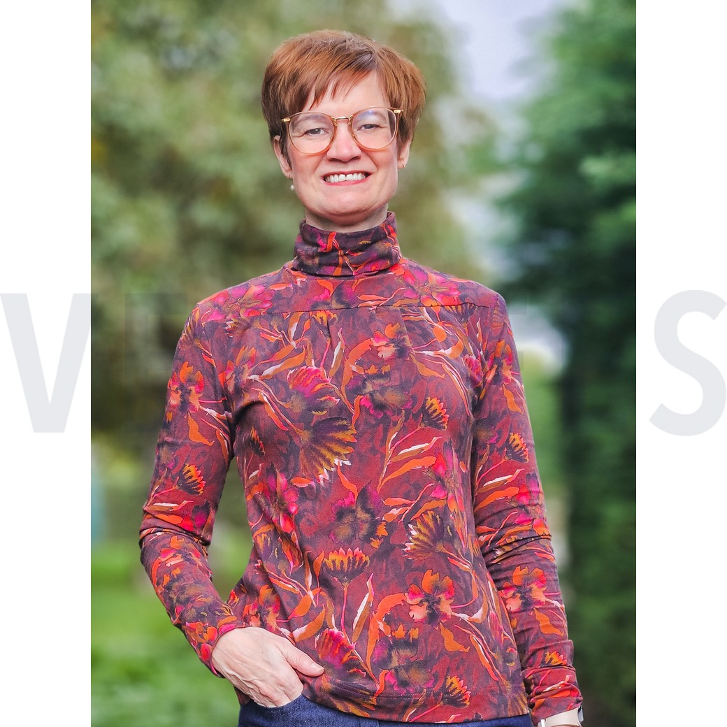 JERSEY DIGITAL FLOWERS NAVY #6