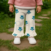RIB JERSEY GOTS NATURAL FLOWERS NATURAL/ PETROL (thumbnail) #6