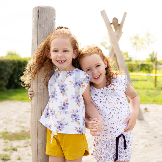 JERSEY DIGITAL FLOWERS AND LEAVES WHITE/ LAVENDER #7