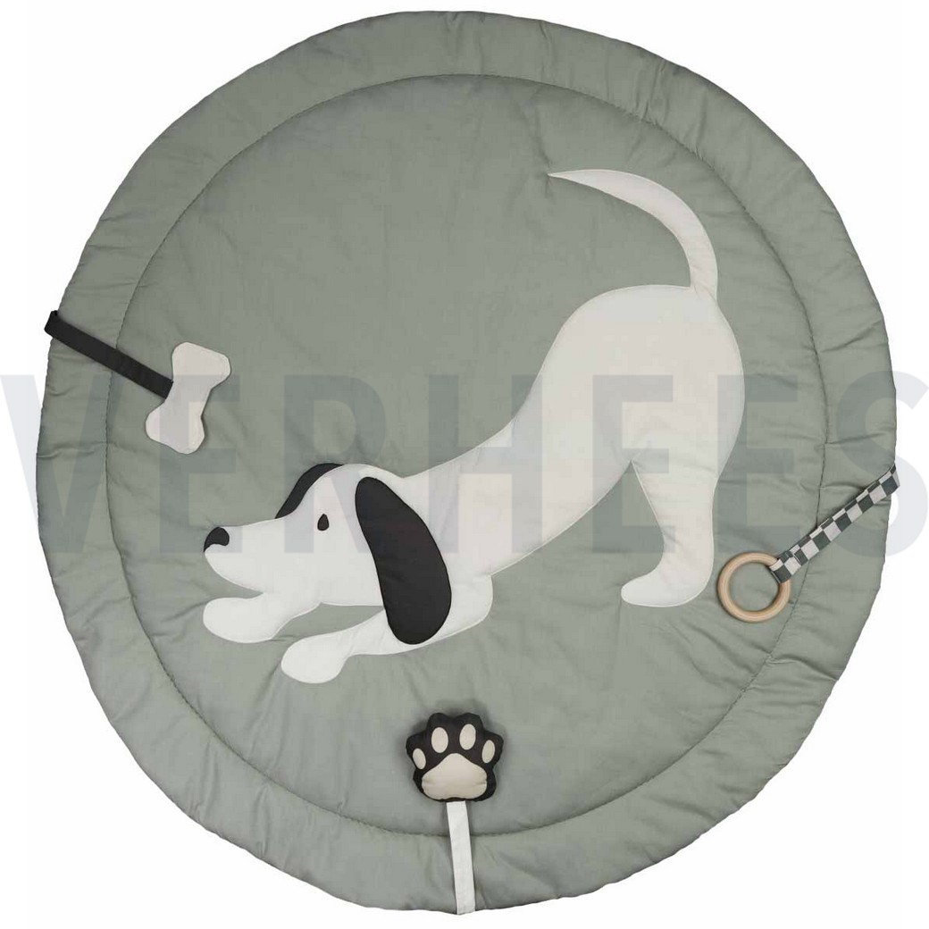 FINE POPLIN DIGITAL PLAYMAT PANEL DOGS GREEN #6
