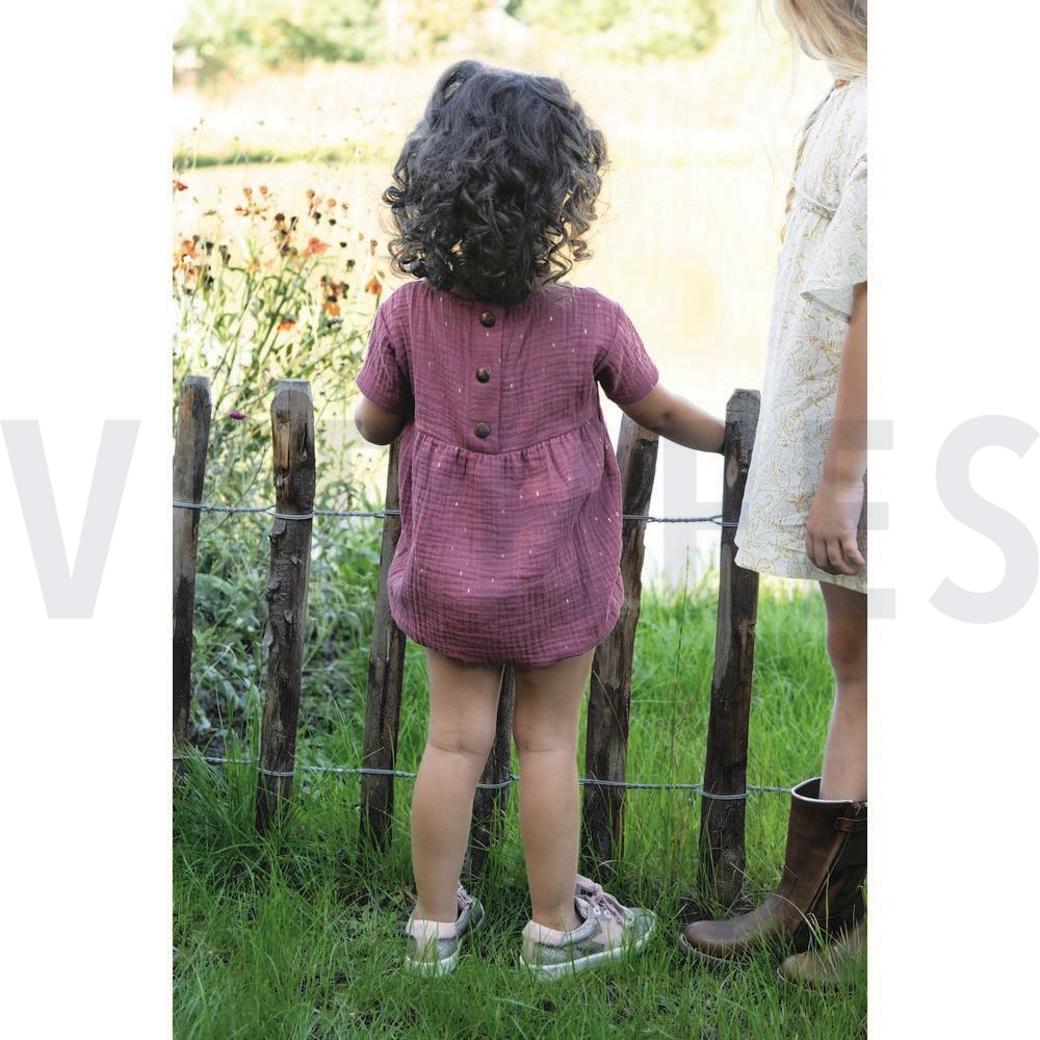 DOUBLE GAUZE FOIL STRIPES MAUVE/GOLD #6