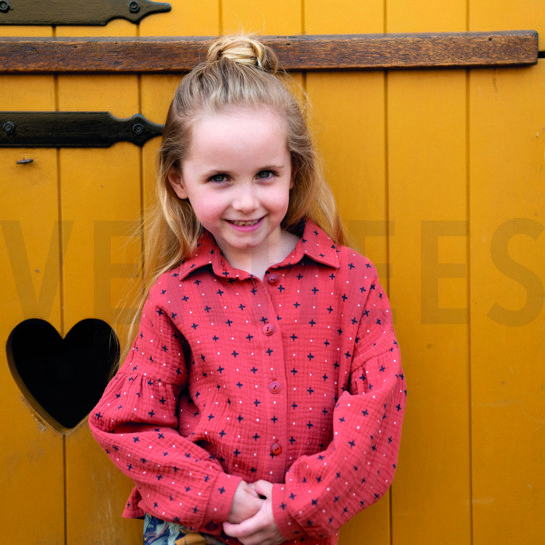 DOUBLE GAUZE CROSS AND DOTS MOSS GREEN #7