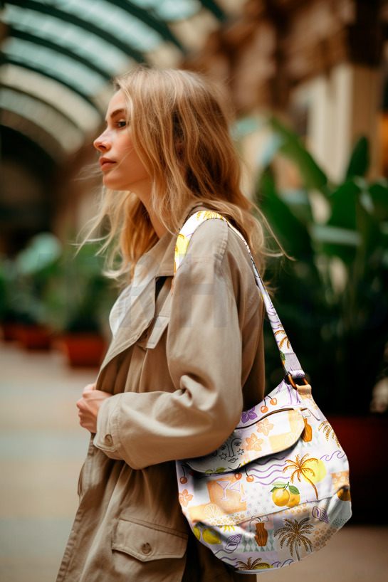 CANVAS DIGITAL TROPICAL PATCHWORK PEACH #7