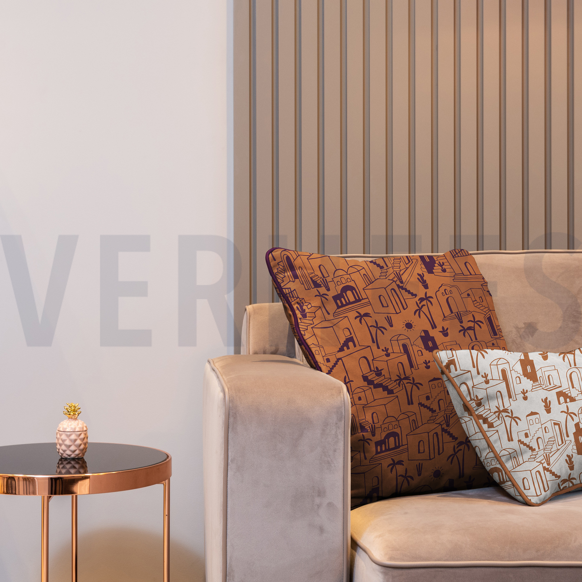 CANVAS TROPISCHE HUISJES ORANJE (high resolution) #7