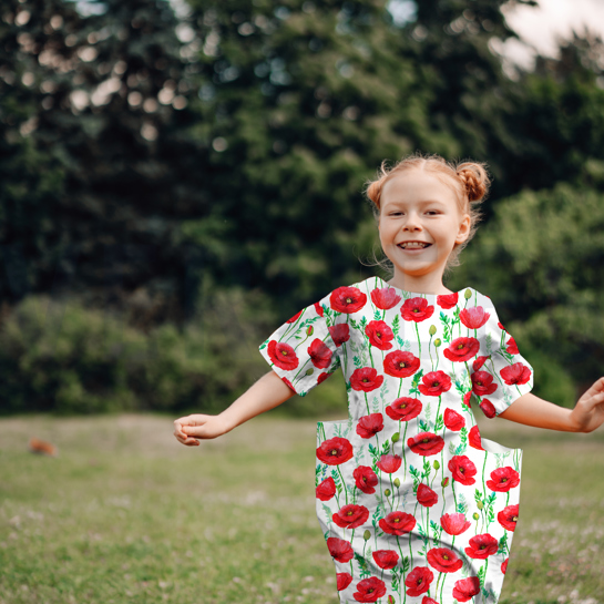 FINE POPLIN DIGITAL POPPY FLOWERS BLACK #7