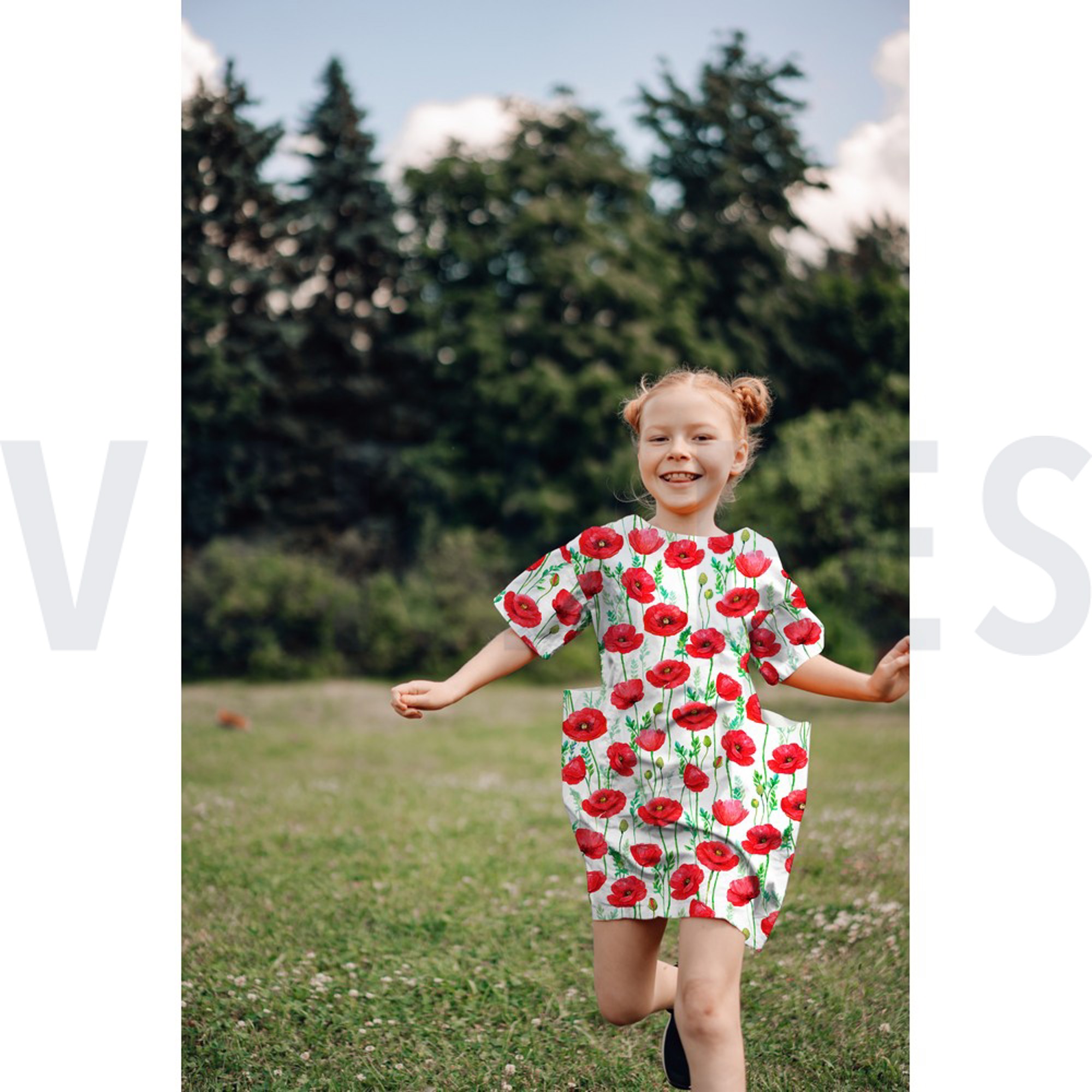FINE POPLIN DIGITAL POPPY FLOWERS WHITE (high resolution) #7