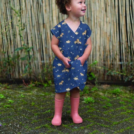 KATOENEN POPLIN DIGITAAL LIEVE PAARDEN MARINEBLAUW #7