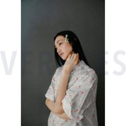 DOUBLE GAUZE DIGITAL FLOWERS WHITE (thumbnail) #7