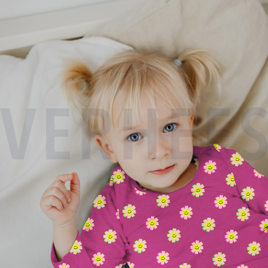 JERSEY NEON LUSTIGE BLUMEN MARINEBLAU #7