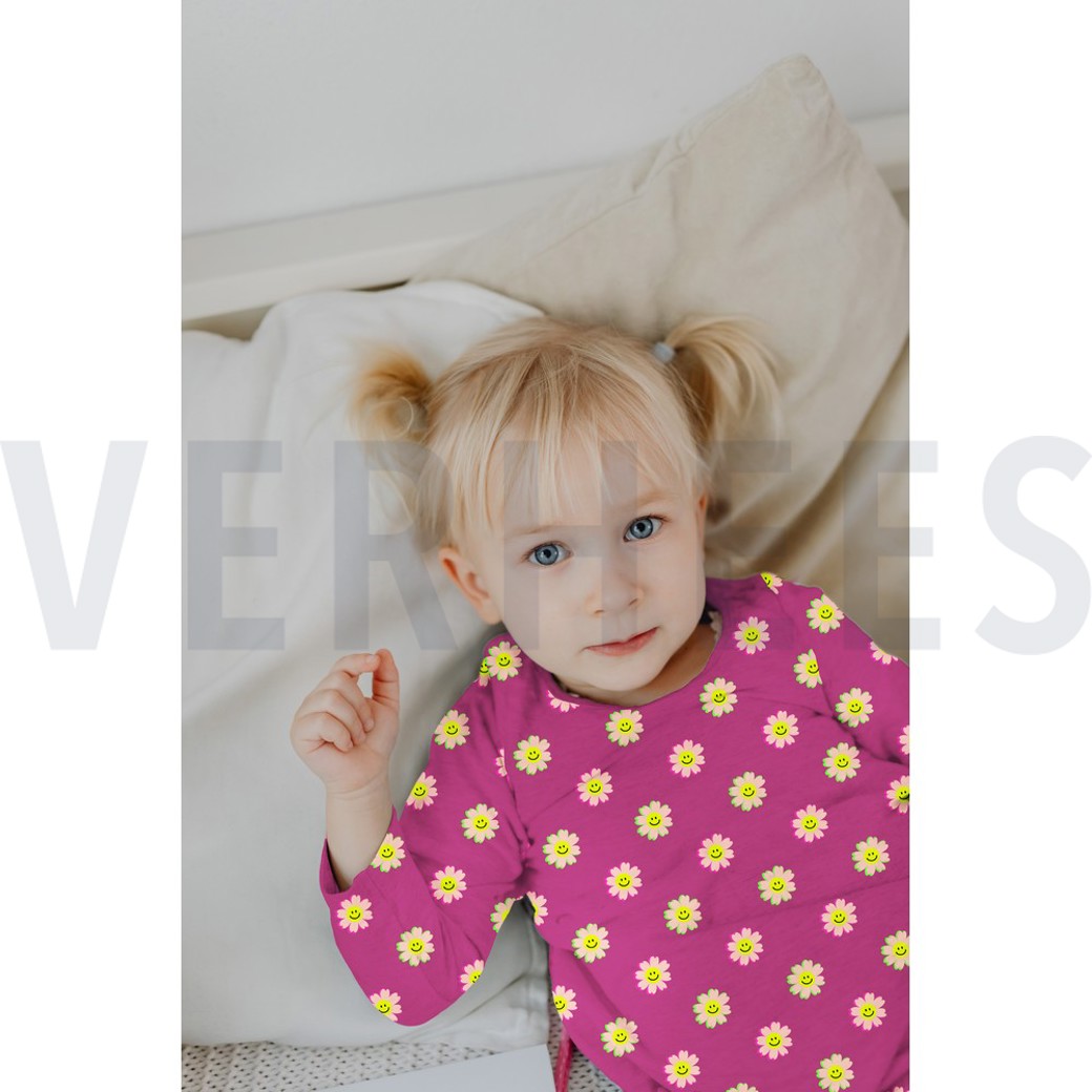 JERSEY NEON HAPPY FLOWERS NAVY #7