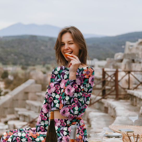 FRENCH TERRY DIGITAL FLOWERS BLACK #7