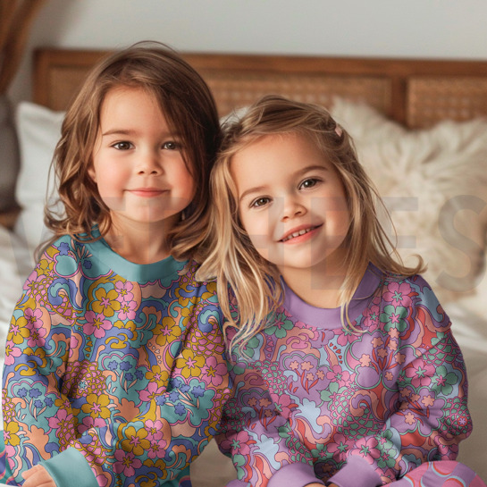 FRENCH TERRY ABSTRACT FLOWERS PURPLE #7