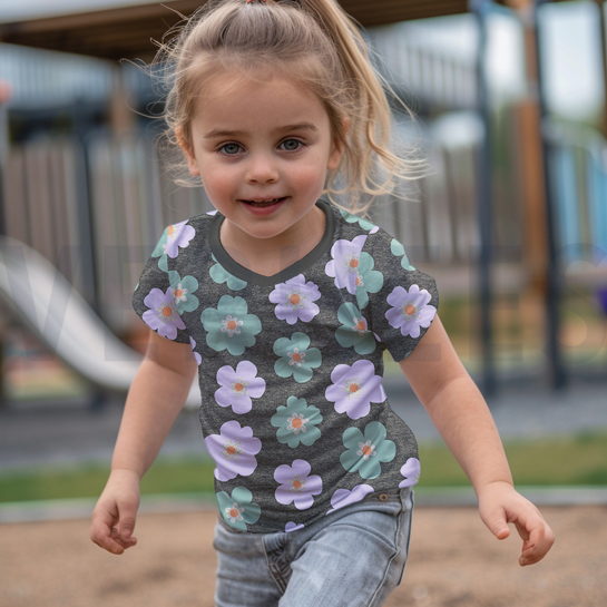 JERSEY MELANGE GLITZER GROSSE BLUMEN ANTHRAZIT MELIERT #7