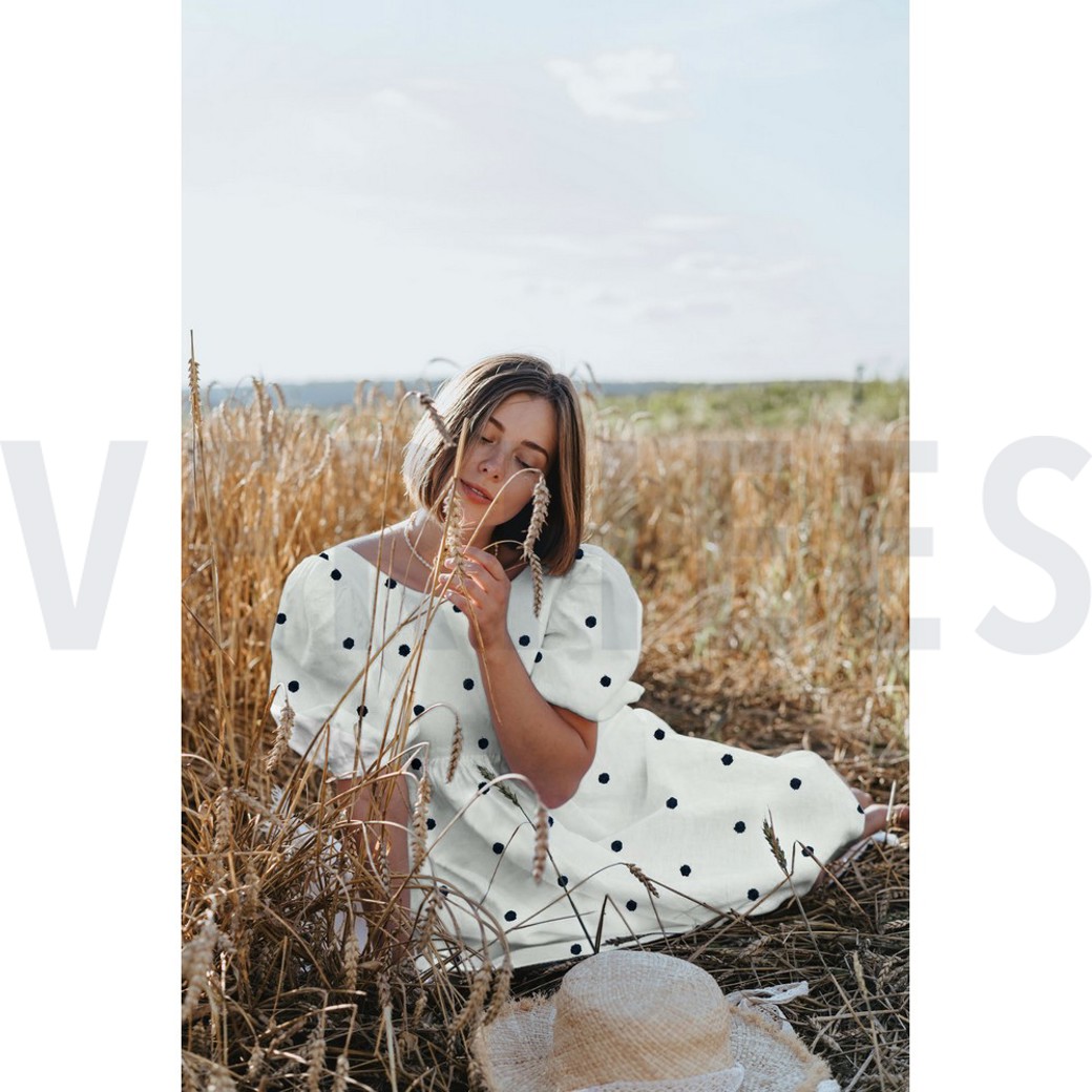 COTTON VOILE DOTS NAVY / WHITE #7
