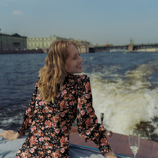 VISCOSE LUREX DIGITAL FLOWERS BLACK #7