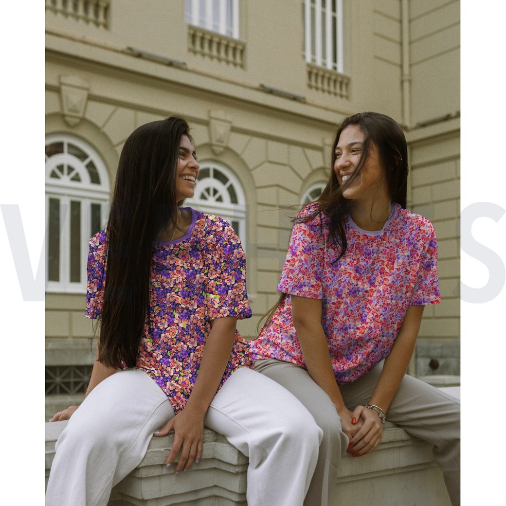 JERSEY DIGITAL FLOWERS NAVY #7