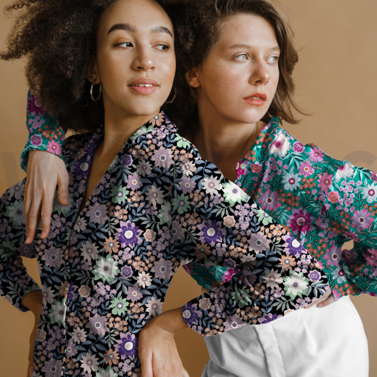 POPELINE DE COTON DIGITAL FLORAISON NOIR #7