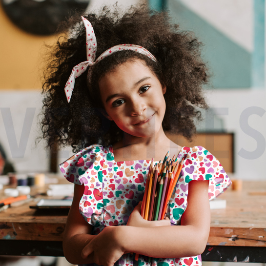 FINE POPLIN DIGITAL HEARTS NAVY #7