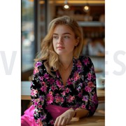 COTTON SATIN DIGITAL FLOWERS BLACK (thumbnail) #7