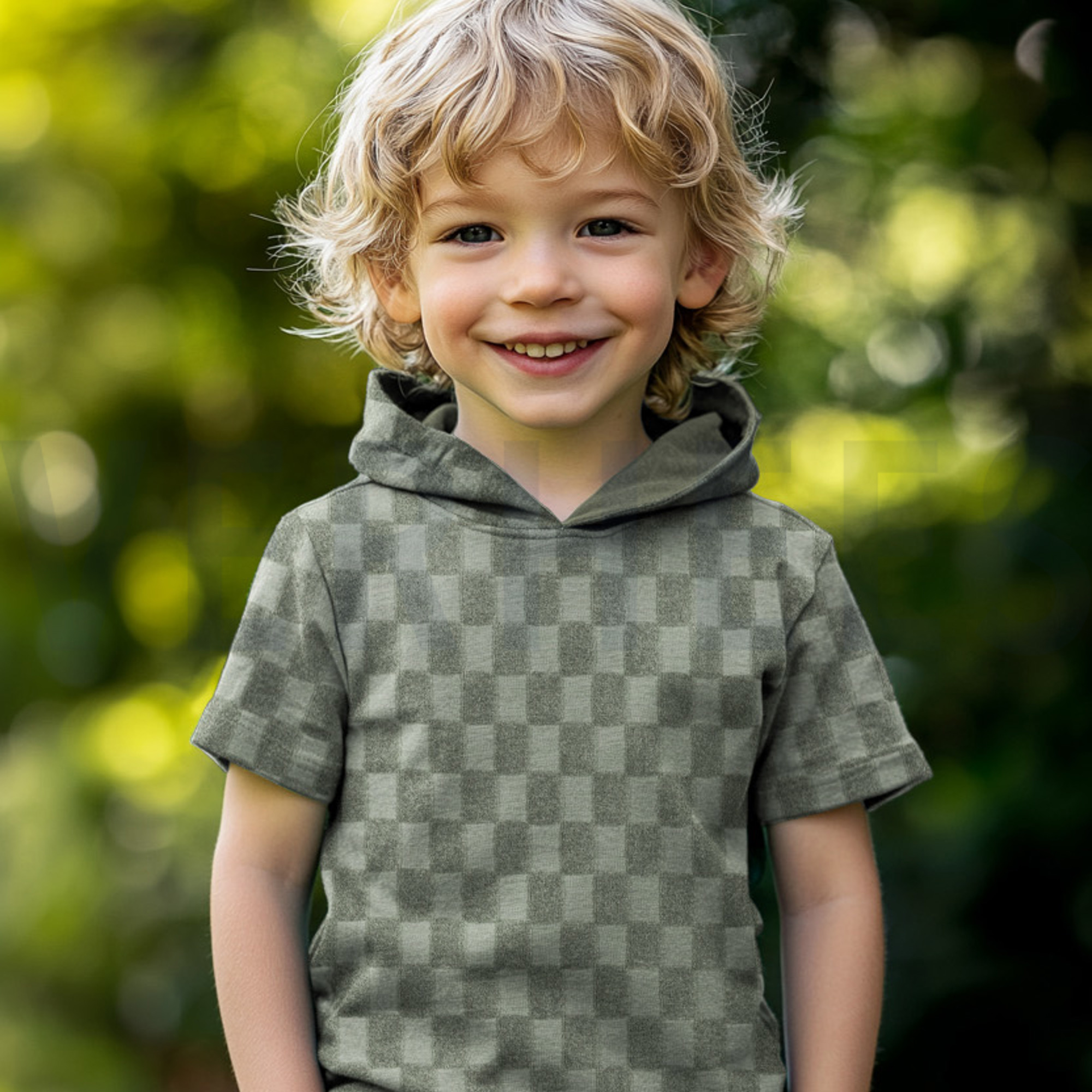 COTTON TOWELLING KNIT CHECKS GREEN (high resolution) #7