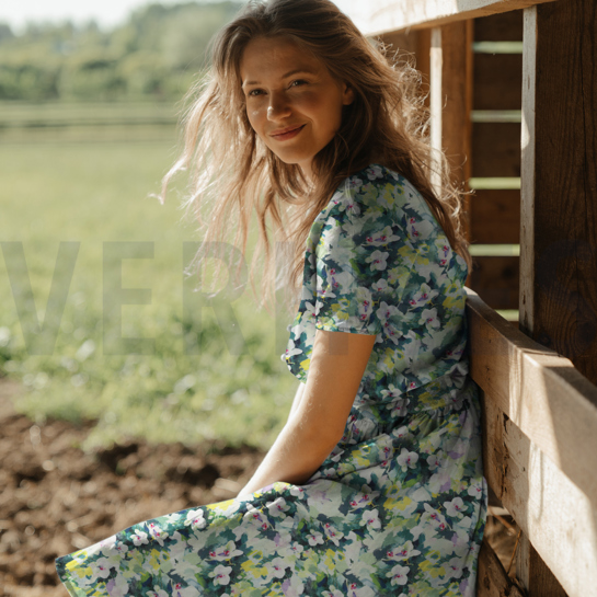 VISCOSE RADIANCE DIGITAL FLOWERS GREEN #7