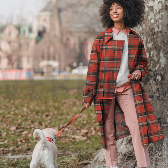 GEBÜRSTETER MANTELLSTOFF KAROS ORANGE #7