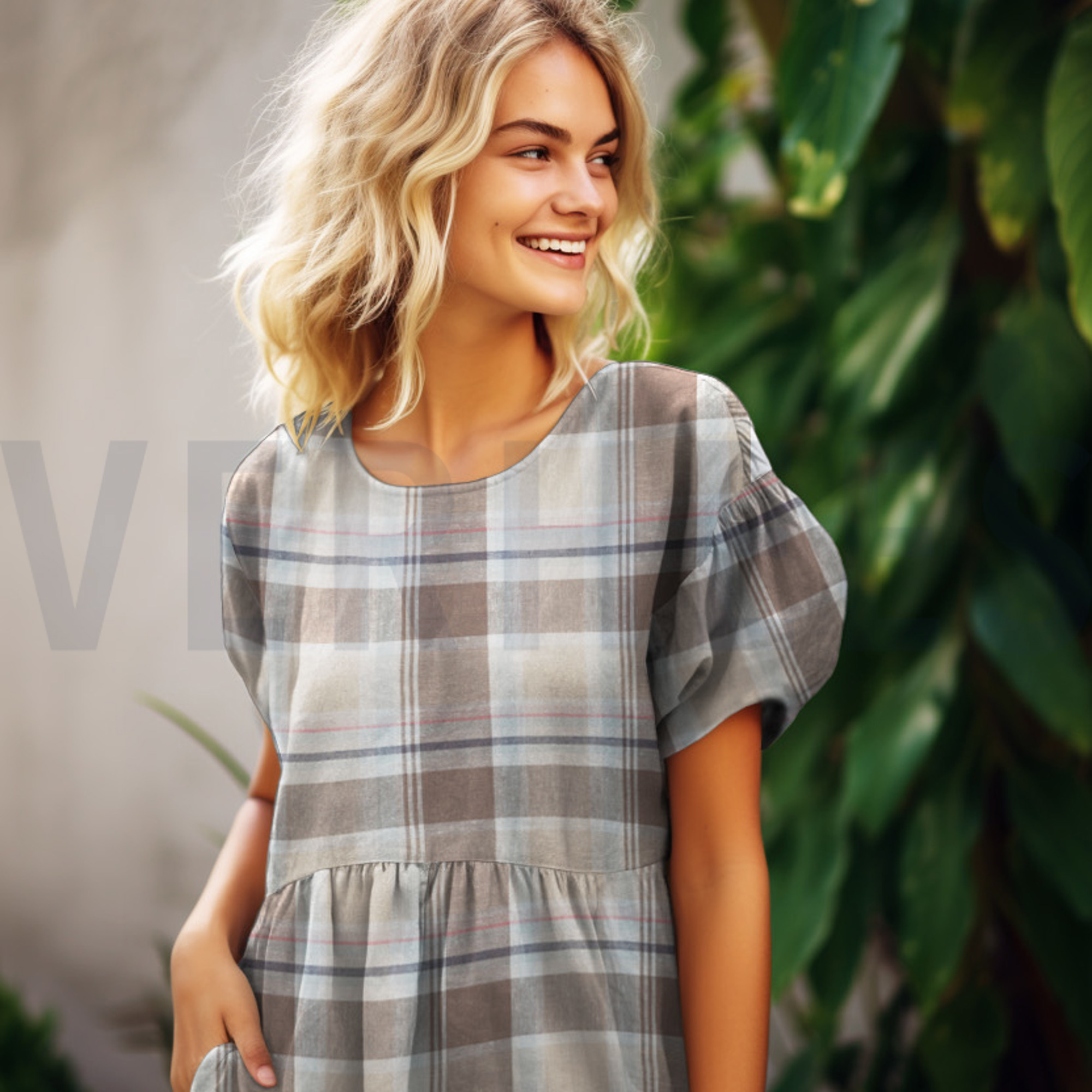 LINEN VISCOSE YARN DYED CHECKS TAUPE (high resolution) #7