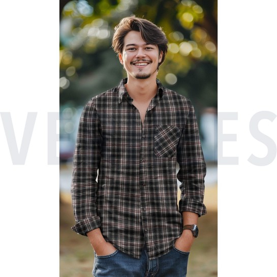 BRUSHED YARN DYED CHECKS BLACK #7