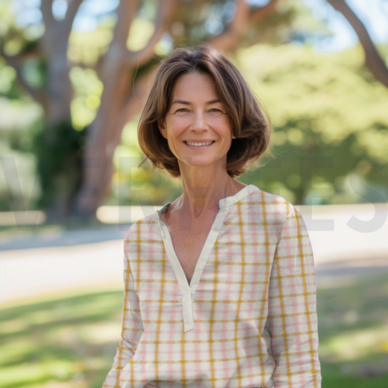 KATOEN SEERSUCKER GARENGEVERFD RUITEN ECRU #7