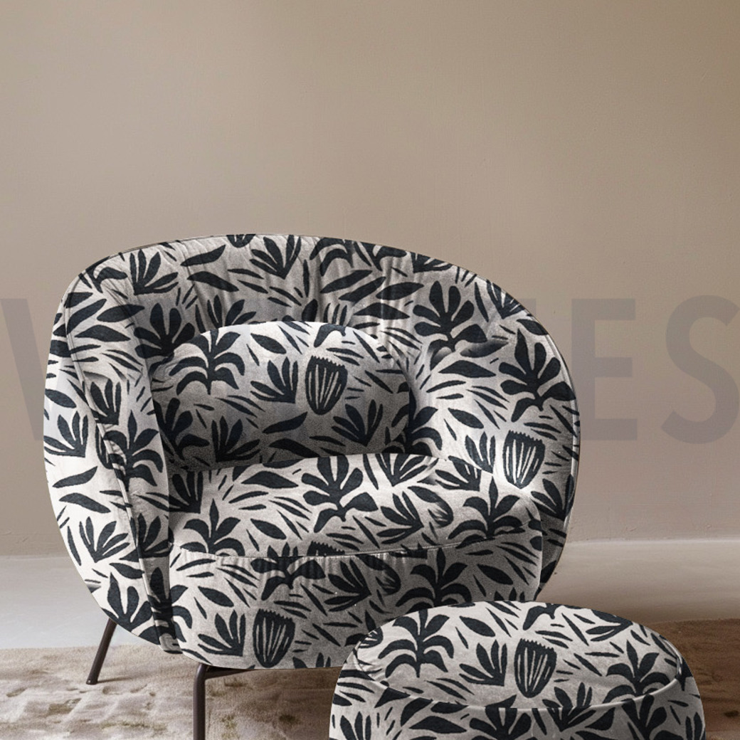 GOBELIN LEAVES ABSTRACT ECRU / BLACK #7