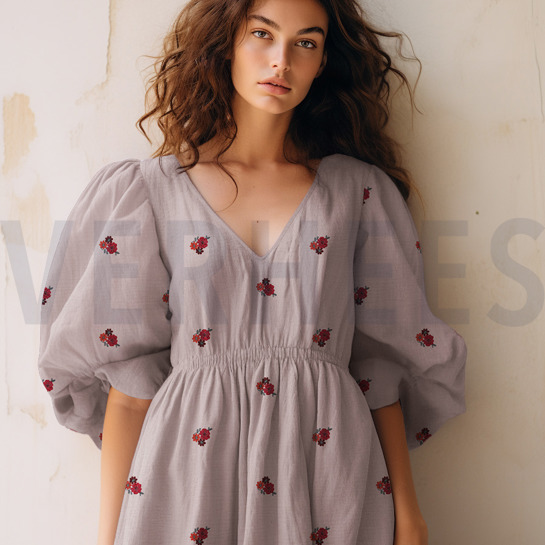 DOUBLE GAUZE EMBROIDERY FLOWERS SOFT ROSE #7