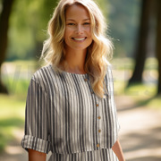 LINEN VISCOSE STRIPES NATURAL / BLACK (thumbnail) #7