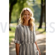 LINEN VISCOSE STRIPES NATURAL / BLACK (thumbnail) #7