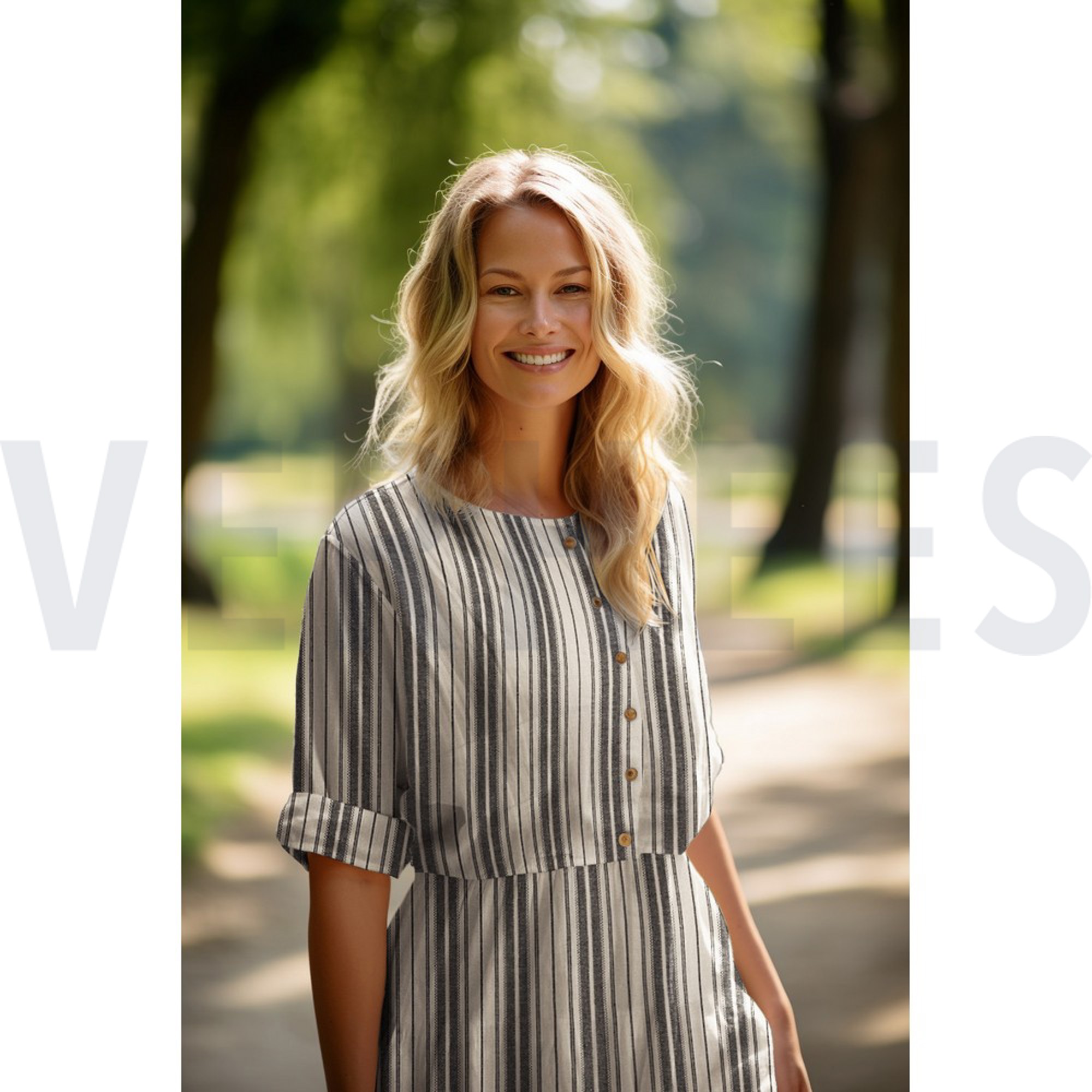 LINEN VISCOSE STRIPES NATURAL / BLACK (high resolution) #7