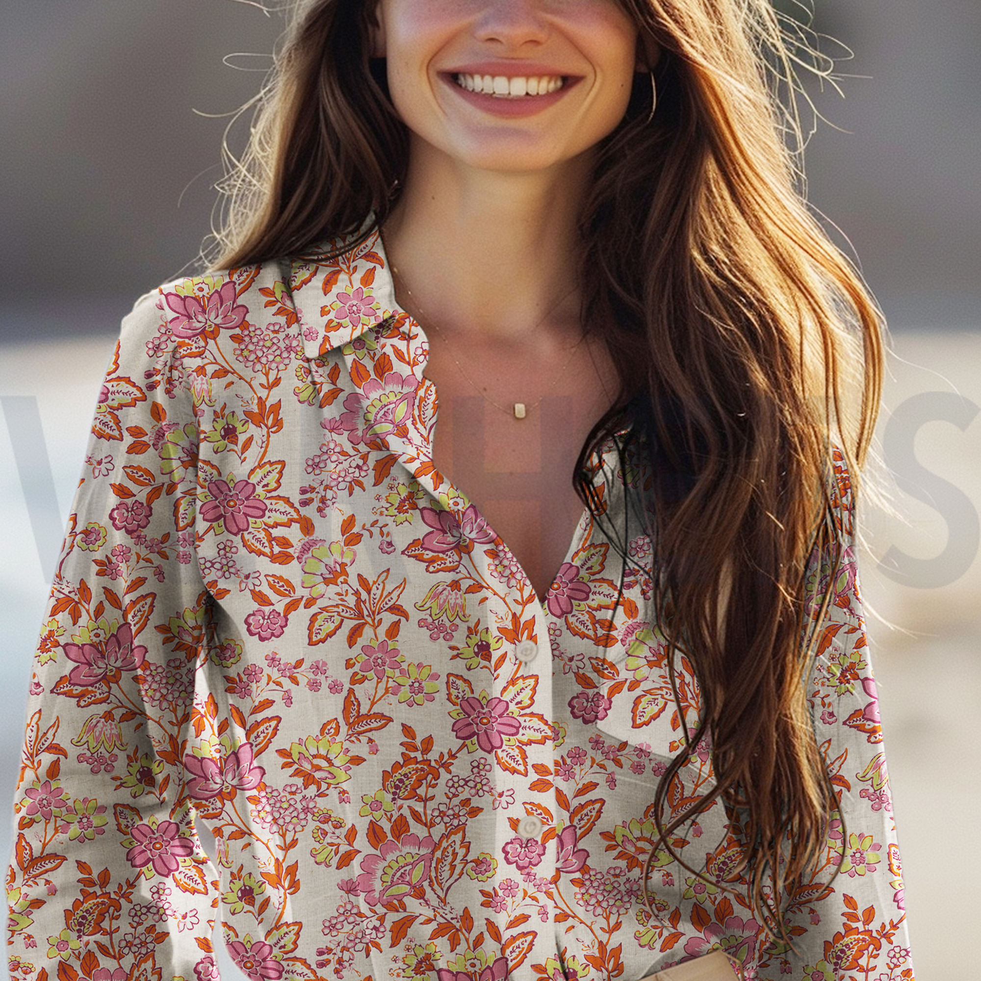 LINEN VISCOSE  DIGITAL FLOWERS ECRU (high resolution) #7