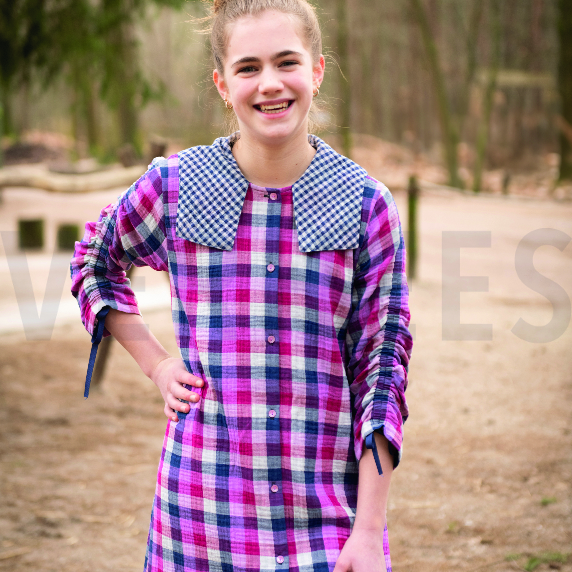 DOUBLE GAUZE DOUBLE SIDED CHECKS LILA / NAVY (high resolution) #7