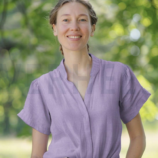 DOUBLE GAUZE EMBROIDERY FLOWERS LILAC #7