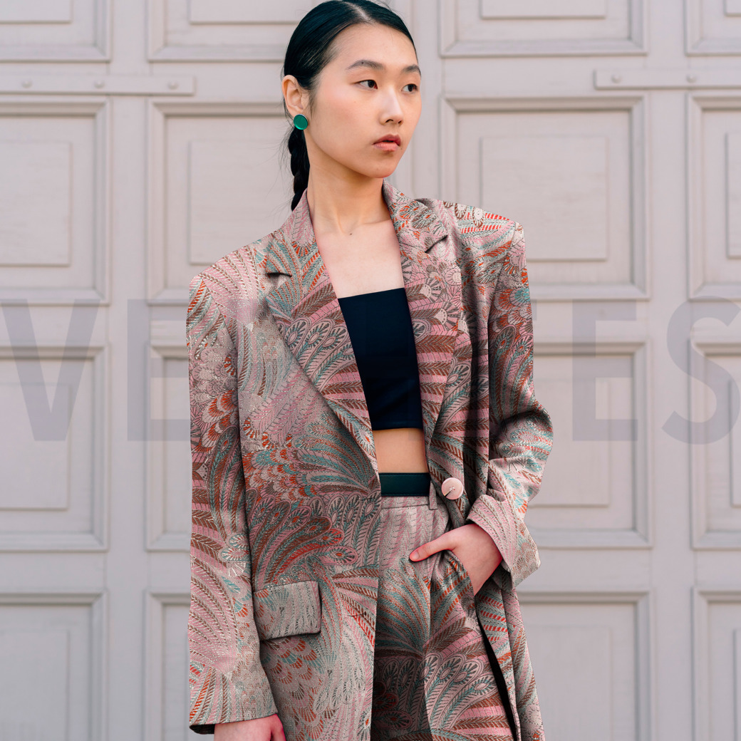 JACQUARD FEATHERS LIGHT PINK #7