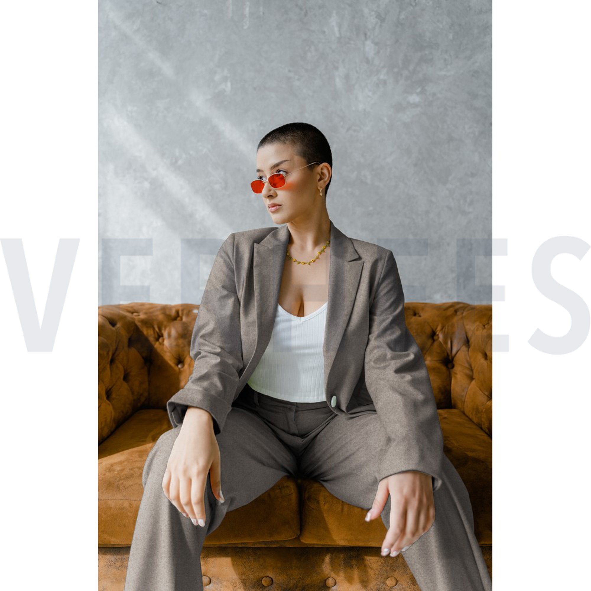 KNITTED WOOL LOOK ANTHRACIET MELANGE (high resolution) #7