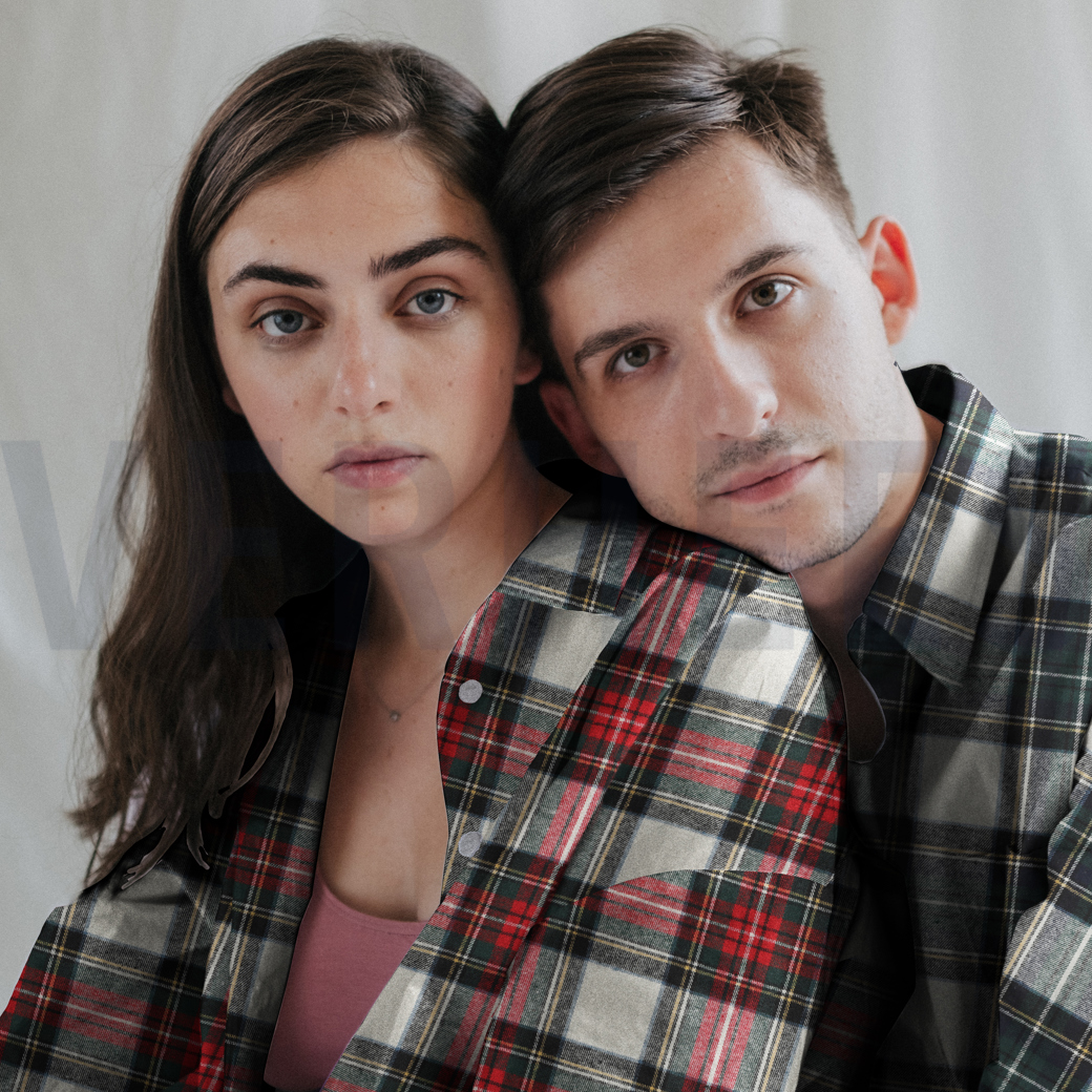 COTTON YARN DYED BRUSHED CHECKS ECRU/NAVY #7