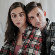 COTTON YARN DYED BRUSHED CHECKS ECRU/NAVY (thumbnail) #7